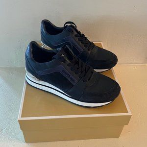Michael Kors black Allie suede/ canvas trainer